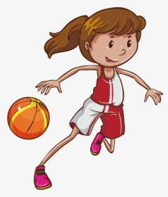 Transparent Basketball Players Clipart - Girl Playing Basketball, HD Png Download, Transparent PNG