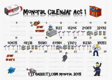 Monorail Act One Calendar - Simpsons Tapped Out Monorail Building, HD Png Download, Transparent PNG