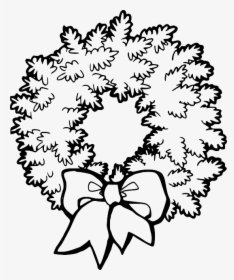 Black, Green, Decorations, Wreath, Holly, Outline - Wreath Black And White Clip Art, HD Png Download, Transparent PNG