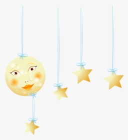 #mq #moon #stars #face #hanging - Moon And Stars Background Clipart, HD Png Download, Transparent PNG