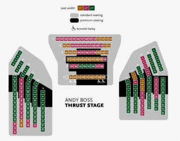 Andy Boss Thrust Stage Seating Chart With Seat Widths - Graphic Design, HD Png Download, Transparent PNG