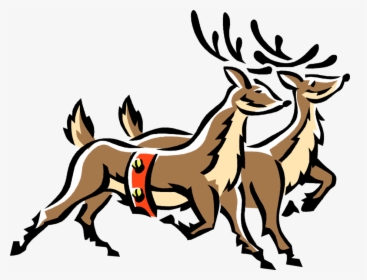 Vector Illustration Of Festive Season Christmas Reindeer - Reindeer, HD Png Download, Transparent PNG