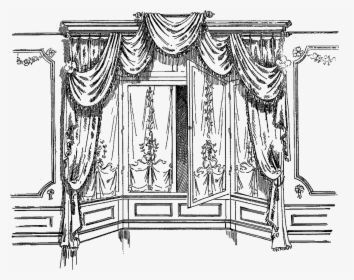 Curtain French Design Household Download Image - Vintage Curtains Drawing Png, Transparent Png, Transparent PNG