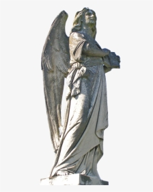 A Large Concrete Angel Statue With Spread Wings, Holding - Ангелы Png Статуи, Transparent Png, Transparent PNG