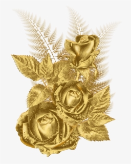 Rose,cut Accessory,rose Family,metal,artificial Flower,rose - Gold Flower Png, Transparent Png, Transparent PNG