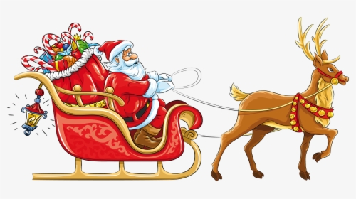 Santa Claus Sleigh Png - Santa On Sleigh Transparent, Png Download, Transparent PNG