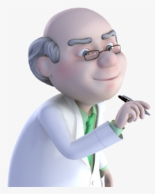Nice Old Doctor Writing With Pen - Cartoon Characters Png 3d, Transparent Png, Transparent PNG