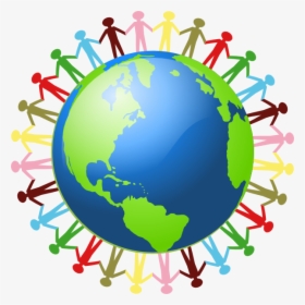 People Drawn In Different Colors Holding Hands Around - Earth Clip Art, HD Png Download, Transparent PNG