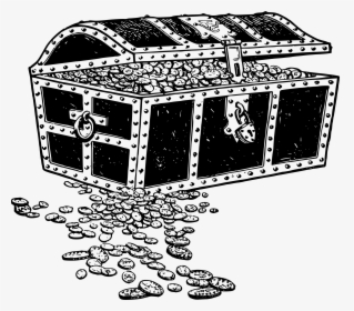 Treasure Chest Black And White Clipart - Treasure Black And White, HD Png Download, Transparent PNG