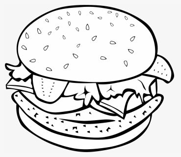 Cheese Burger Sandwich Vector Clip Art - Food Clipart Black And White Png,  Transparent Png , Transparent Png Image - PNGitem
