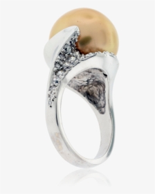 Golden Pearl And Diamond Swirl Ring - Pre-engagement Ring, HD Png Download, Transparent PNG