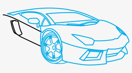 Transparent Simple Car Clipart - Simple Lamborghini Aventador Drawing, HD Png Download, Transparent PNG