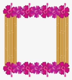 Hibiscus Frame, Bamboo Frame, Hawaiian, Tropical - Clip Art, HD Png Download, Transparent PNG