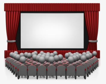 Movie Theater With People 1600 Clr Movie Theater - Red Curtains Movie Theater Png, Transparent Png, Transparent PNG