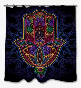 Transparent Curtain Clipart - Hamsa Tattoo Psychedelic, HD Png Download, Transparent PNG