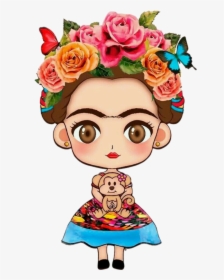 #fridakahlo #girl #mexican #flowe#tumblr - Frida Kahlo Cartoon, HD Png Download, Transparent PNG