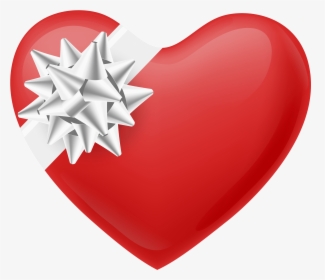 Heart With White Bow Transparent Png Image - Portable Network Graphics, Png Download, Transparent PNG