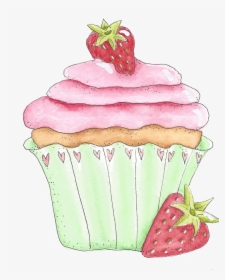 Cupcake Love Cupcake Illustration, Cupcake Art, Love - Strawberry Cupcake Clipart, HD Png Download, Transparent PNG