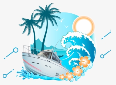 Cruise Clipart Sea Ship - Tropical Beach Sticker, HD Png Download, Transparent PNG