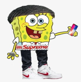 #spongebob #supreme #jordan1 #iphonex #airpods #thug - Spongebob With Airpods, HD Png Download, Transparent PNG