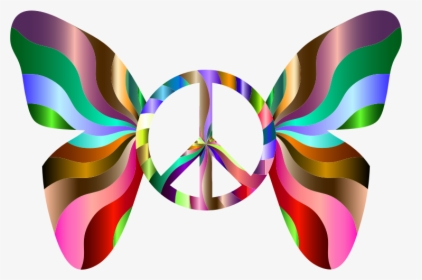 Groovy Peace Sign Butterfly - Way Of Peace Drawing, HD Png Download, Transparent PNG