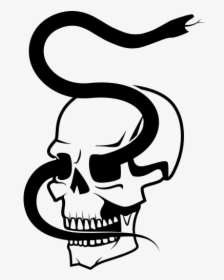 Scary Skull With A Snake - Illustration, HD Png Download, Transparent PNG