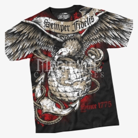 Usmc Semper Fidelis T-shirt - Semper Fidelis Tattoo, HD Png Download, Transparent PNG