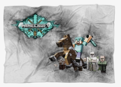 Minecraft Fleece Blanket Steve Diamond Grey Blanket - Illustration, HD Png Download, Transparent PNG