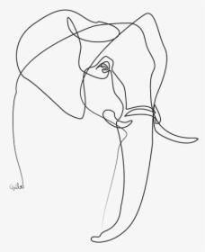 Elephant, Outline, And Seethrough Image - Elephant Minimal Drawing, HD Png Download, Transparent PNG
