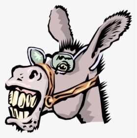 Vector Illustration Of Neighing Jackass Donkey With - Donkeys With Eyeglasses, HD Png Download, Transparent PNG