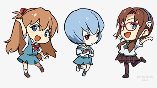 Chibi Illustrations From The Recent ‘evangelion Festival’ - Cartoon, HD Png Download, Transparent PNG
