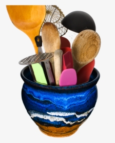 Blue & Brown Handmade Pottery Spoon Holder - Makeup Brushes, HD Png Download, Transparent PNG