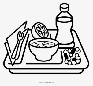 Food Tray Coloring Page - Lunch Tray Clipart Black And White, HD Png Download, Transparent PNG