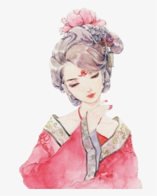 Modern Japanese Wallpaper Drawing Korean Geisha Painting - 手绘 古风, HD Png Download, Transparent PNG