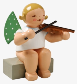 Angel Sitting With Violin - German Wooden Christmas Angels, HD Png Download, Transparent PNG