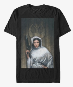 Princess Leia Painting Star Wars T-shirt - Princess Leia With Blaster, HD Png Download, Transparent PNG