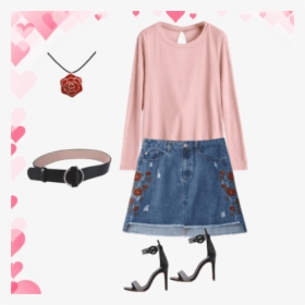 My Outfit Of The Day Denim Skirt , Zaful Heels , Belt - A-line, HD Png Download, Transparent PNG