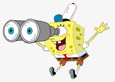 Spongebob With Binoculars Eyecupcakes Spongebob With - Looking Through Binocular Cartoon, HD Png Download, Transparent PNG