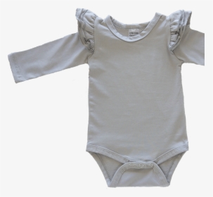 Soft Grey Long Sleeve Flutter Onesie Bodysuit Wholesale - Blouse, HD Png Download, Transparent PNG