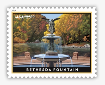 50 Bethesda Fountain - Uspo Bethesda Fountain Stamp, HD Png Download, Transparent PNG