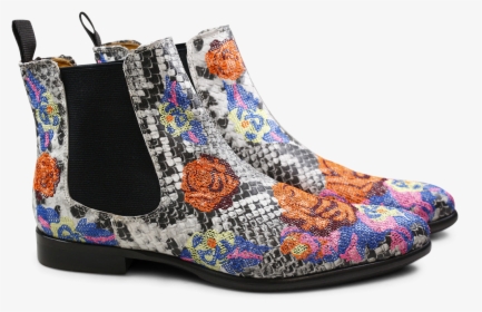 Ankle Boots Keira 6 Snake Black White Electric Blue - Chelsea Boot, HD Png Download, Transparent PNG