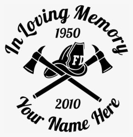 In Loving Memory Firefighter Fireman Hat And Axes Sticker - Cartoon, HD Png Download, Transparent PNG