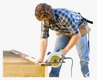 Man Cutting Wooden Deck - Carpenter, HD Png Download, Transparent PNG