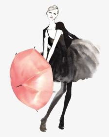Girl With Red Umbrella Watercolor Art - No Matter How You Feel Just Get Up Dress, HD Png Download, Transparent PNG