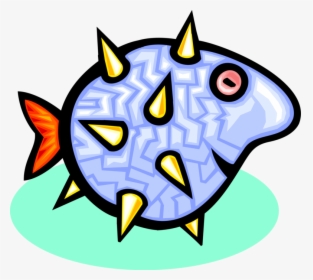 Vector Illustration Of Marine Aquatic Puffer Fish Swimming, HD Png Download, Transparent PNG