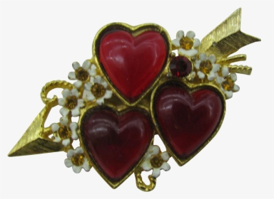 Sweet Vintage Heart Pin With Three Hearts And Arrow - Vintage Hearts, HD Png Download, Transparent PNG
