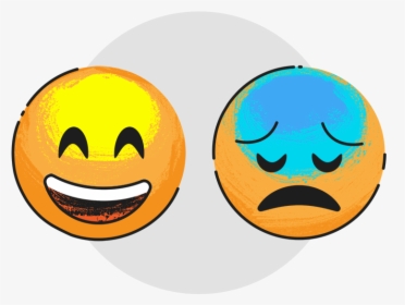 Illustration Of A Happy And Sad Emoji - Smiley, HD Png Download, Transparent PNG