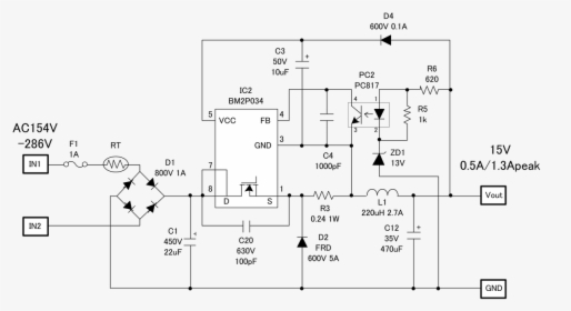 Acdc Circiut Diagram Image - Bm2p034, HD Png Download, Transparent PNG