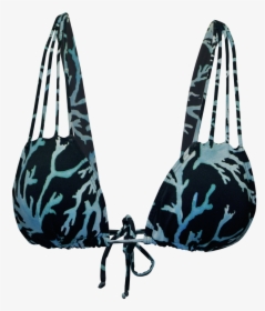 Mar Azul Blue Reef & Black Strappy Triangle Bikini - Brassiere, HD Png Download, Transparent PNG