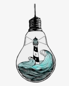 Transparent Lighthouse With Seagulls Clipart - Lighthouse In A Lightbulb, HD Png Download, Transparent PNG